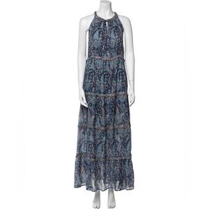 Caroline Constas Navy Paisley Print Maxi Dress
